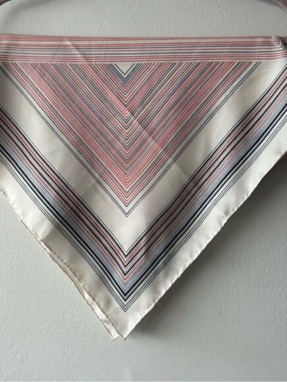 Guillemin Paris Vintage Striped Pink and Black Silk Scarf
